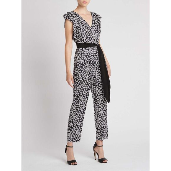 REBECCA TAYLOR STAR FLEUR JUMPSUIT - BLACK COMBO - Silk/Viscose Blend - Picture 3 of 14